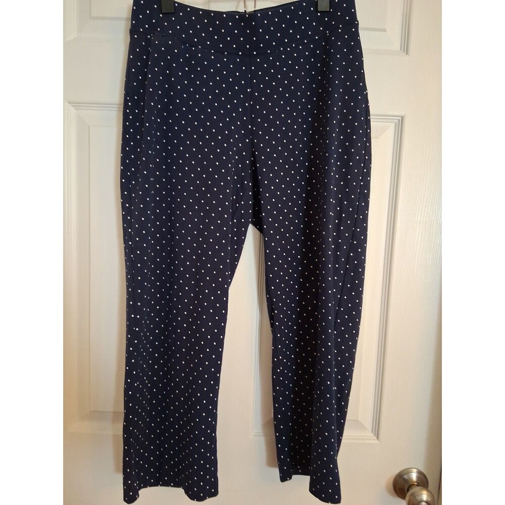 Lands End  Navy Blue and White Polkadot Capri Stretch Pants size M